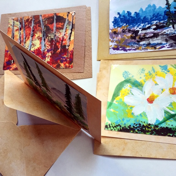 5 Hand painted note card and envelope greeting set - Picture 2 of 5